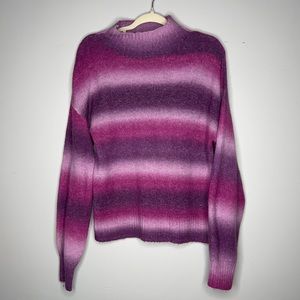 Oversized Size Small Pink and Purple Striped Sweater